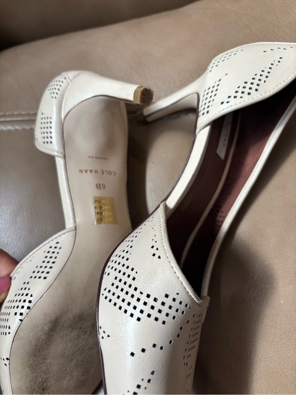 Cole Haan Neala Pointed Toe Pump in Light Beige 2 inch heels - Picture 5 of 7